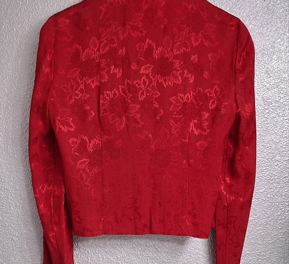 Vintage D.J. Summers Red Embossed Zip Up Jacket   Size 4P - Picture 11 of 13